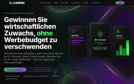 Referenzprojekt localads.at, Desktop-Ansicht